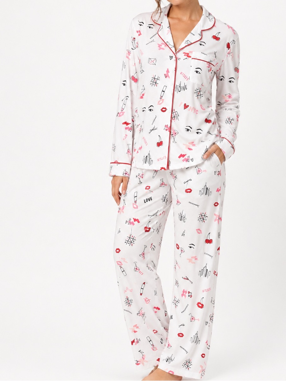 kate spade NYC Beauty XOXO Buttery Soft White Pajama Pant Set Size Small